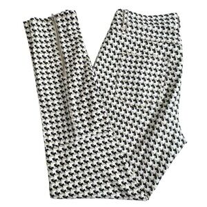 J.Mclaughlin Womens Tan Black Houndstooth Mid Rise Zip Ankle Skinny Pants 4